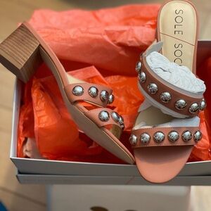 Sole Society Women's Pink Studded Sandals